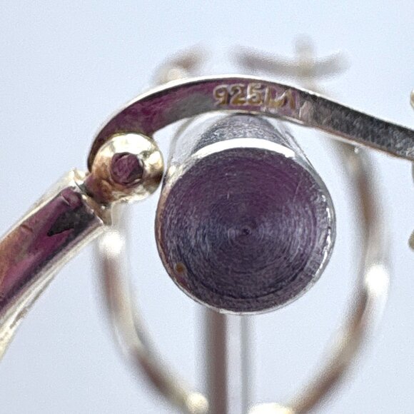 VTG Solid Sterling Silver 925 Elongated Twist Hoop Earrings Size 1.25" Length - Picture 6 of 9